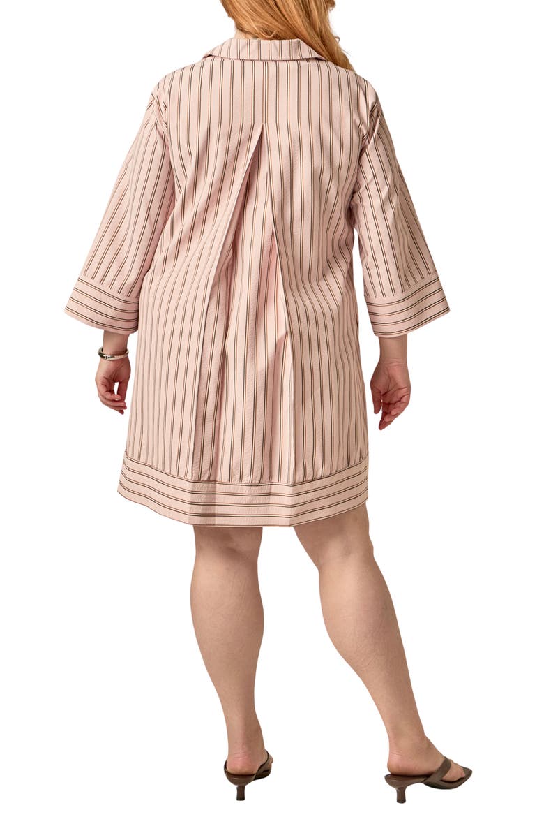 Striped Collared Shift Dress, Alternate, color, LIGHT PINK/ BROWN