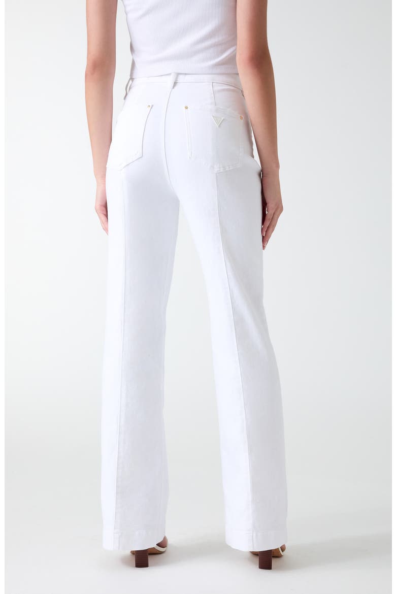 New Faye Button Detail High Waist Flare Jeans, Alternate, color, WHITE