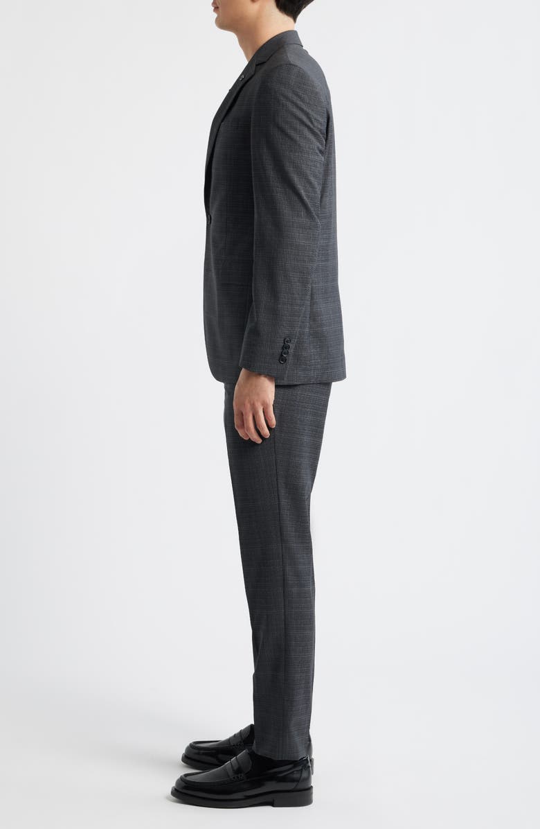 AllSaints Ross Slim Fit Grey Check Slub Cotton & Wool Blend Suit, Alternate, color, Black