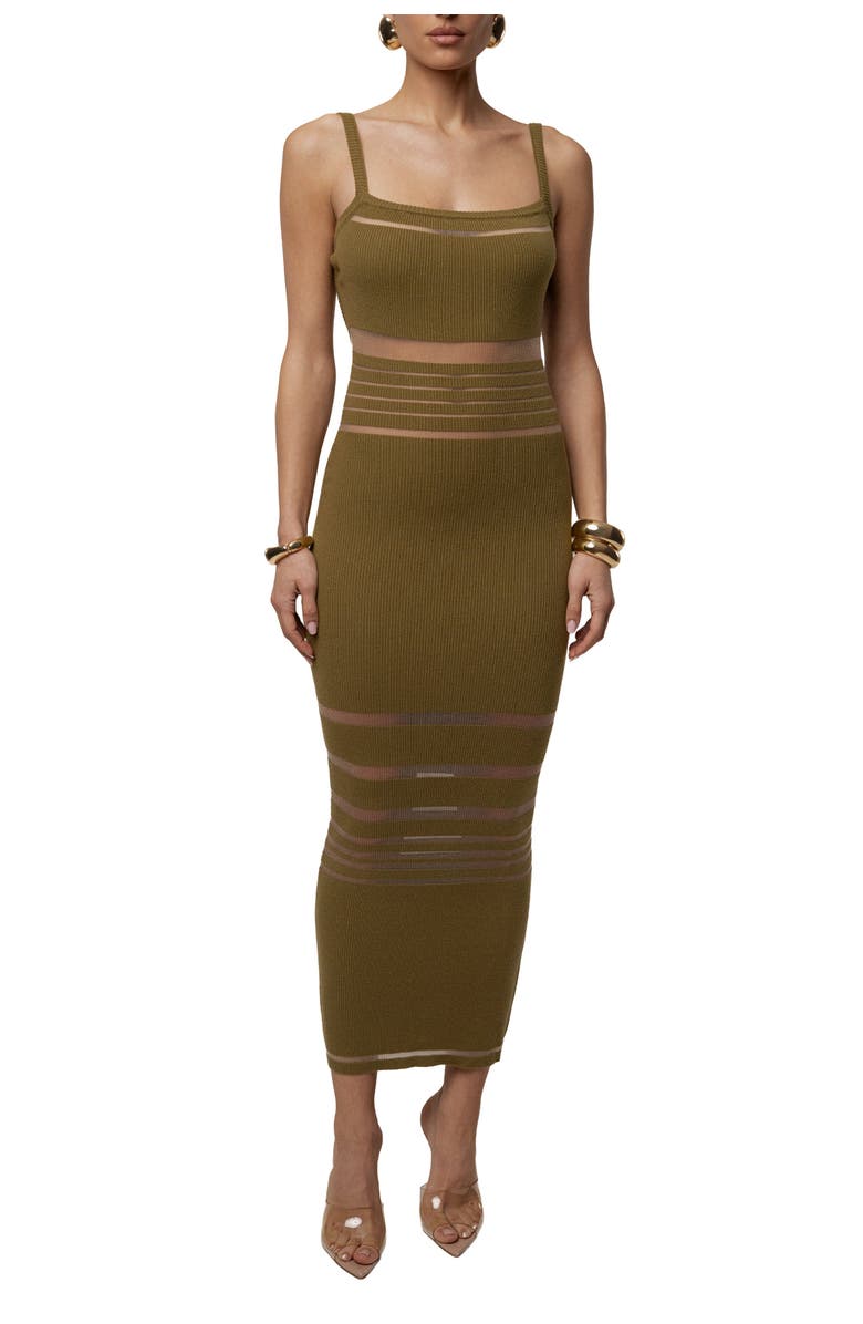 JLUXLABEL Striped Rib Knit Dress, Main, color, Moss