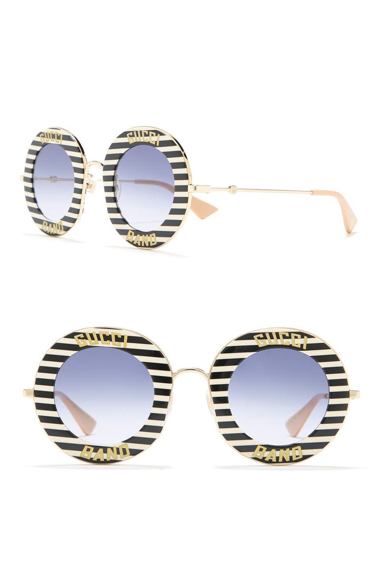 Band 44mm Round Sunglasses, Main, color, BLK/WT STRP