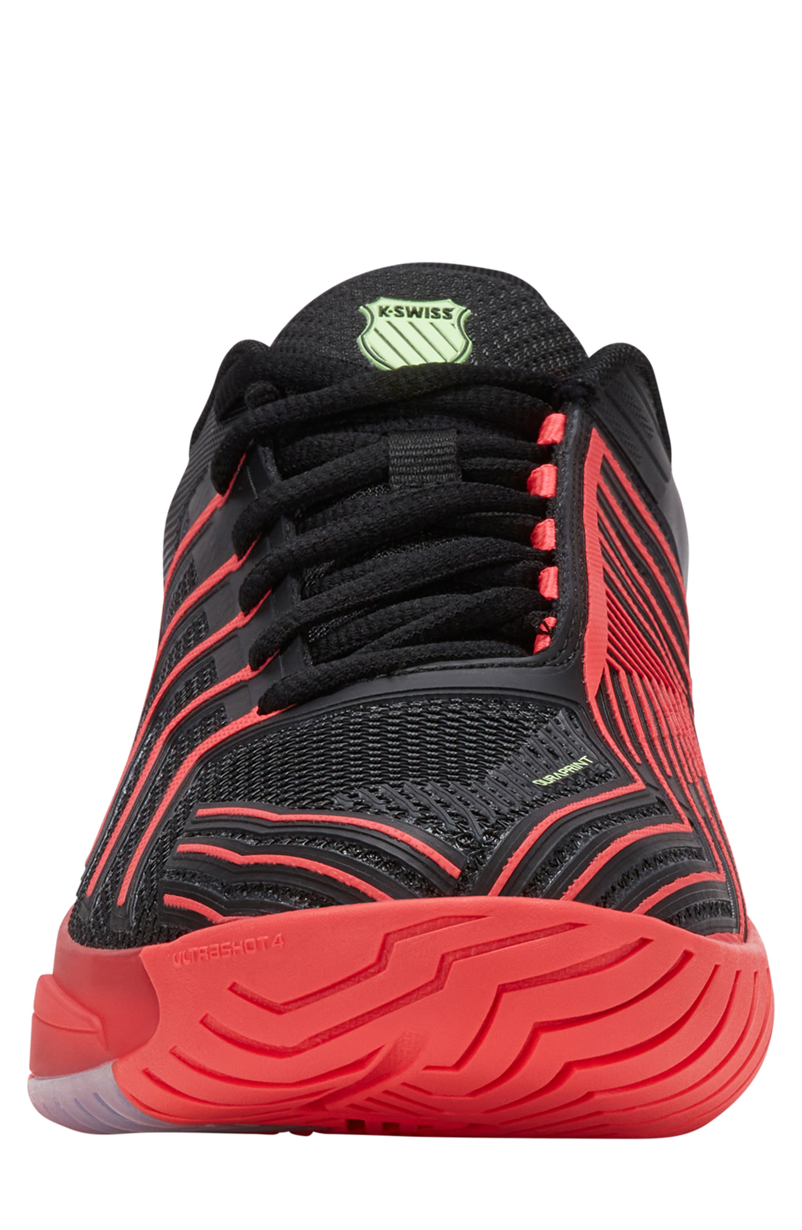 K-Swiss Ultrashot 4 Tennis Shoe, Alternate, color, Black/ Neon Lava/ Chili Pepper