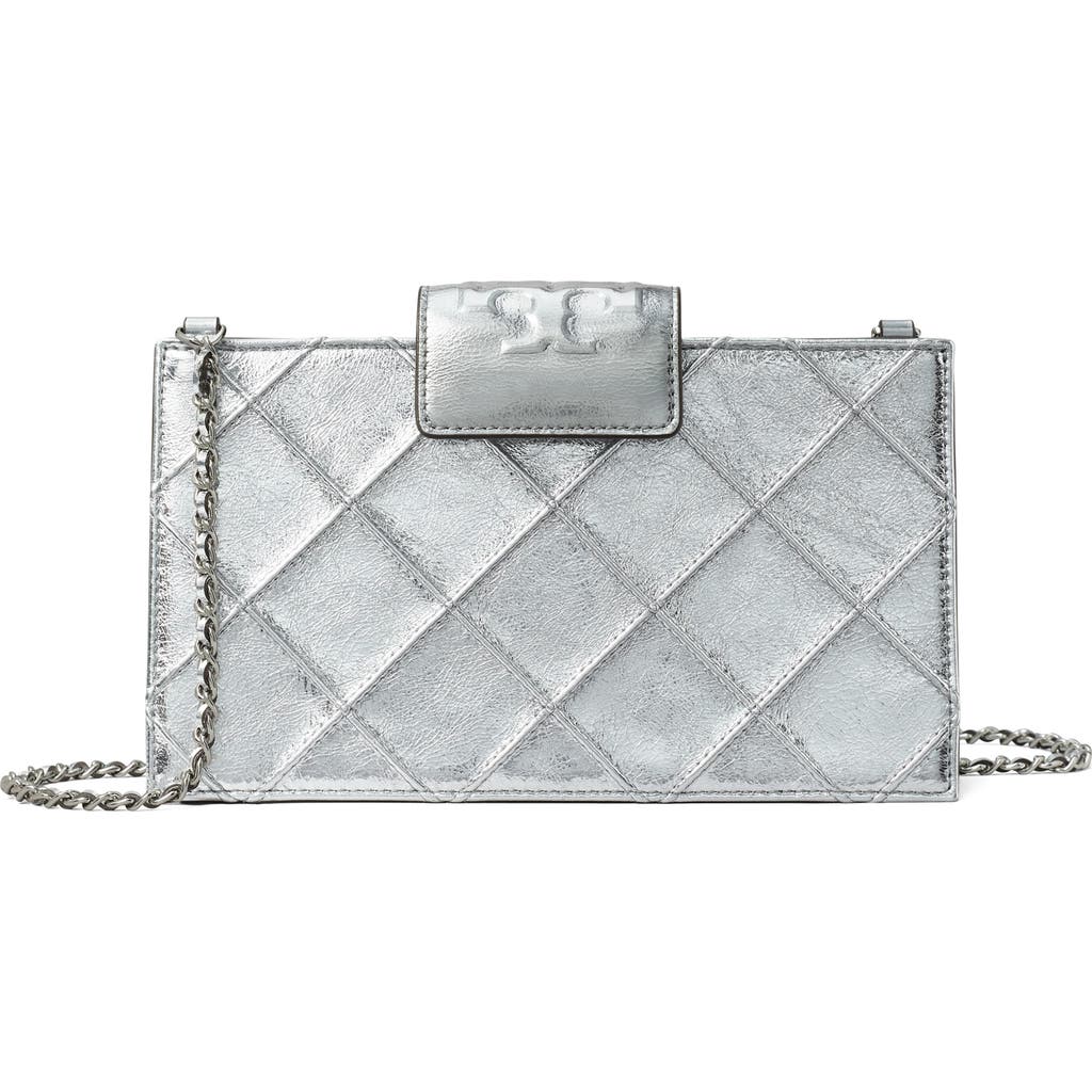 Tory Burch Mini Fleming Quilted Leather Wallet On A Chain In Pink