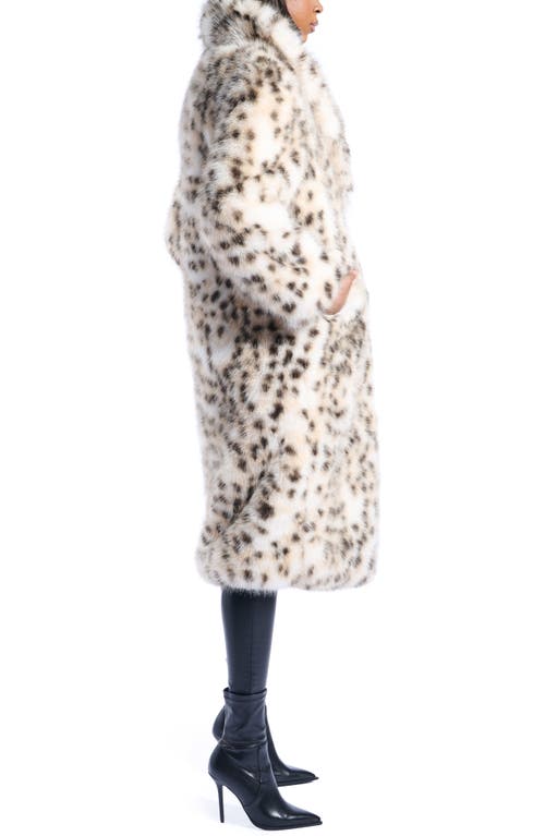 Azalea Wang Leopard Print Faux Fur Coat In White