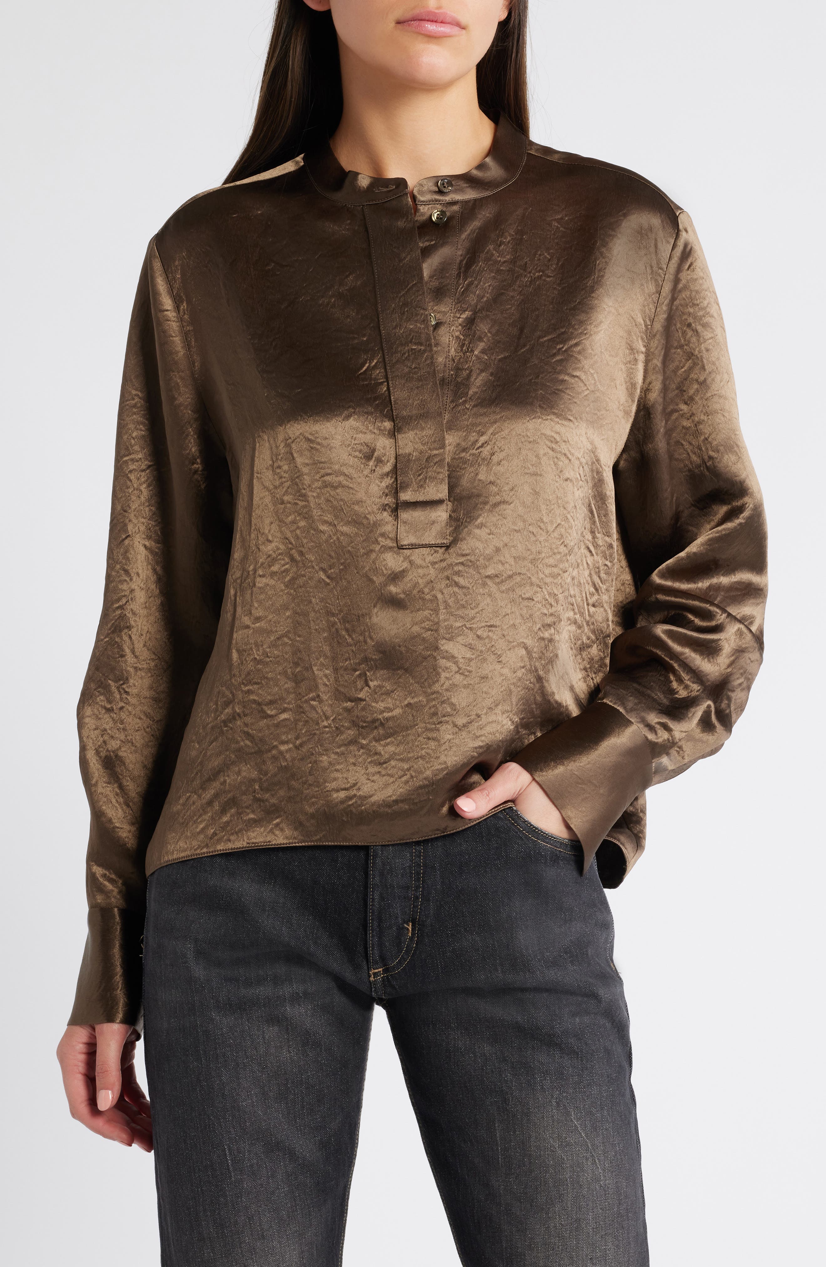 BOSS Beshiny Crinkle Satin Top