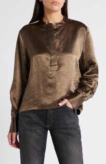 BOSS Beshiny Crinkle Satin Top