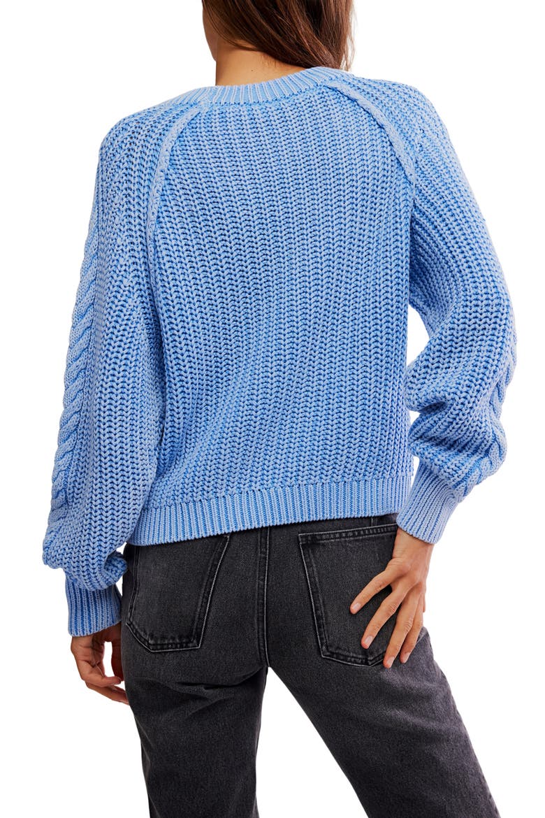 Frankie Cable Cotton Sweater, Alternate, color, DELLA ROBBIA BLUE