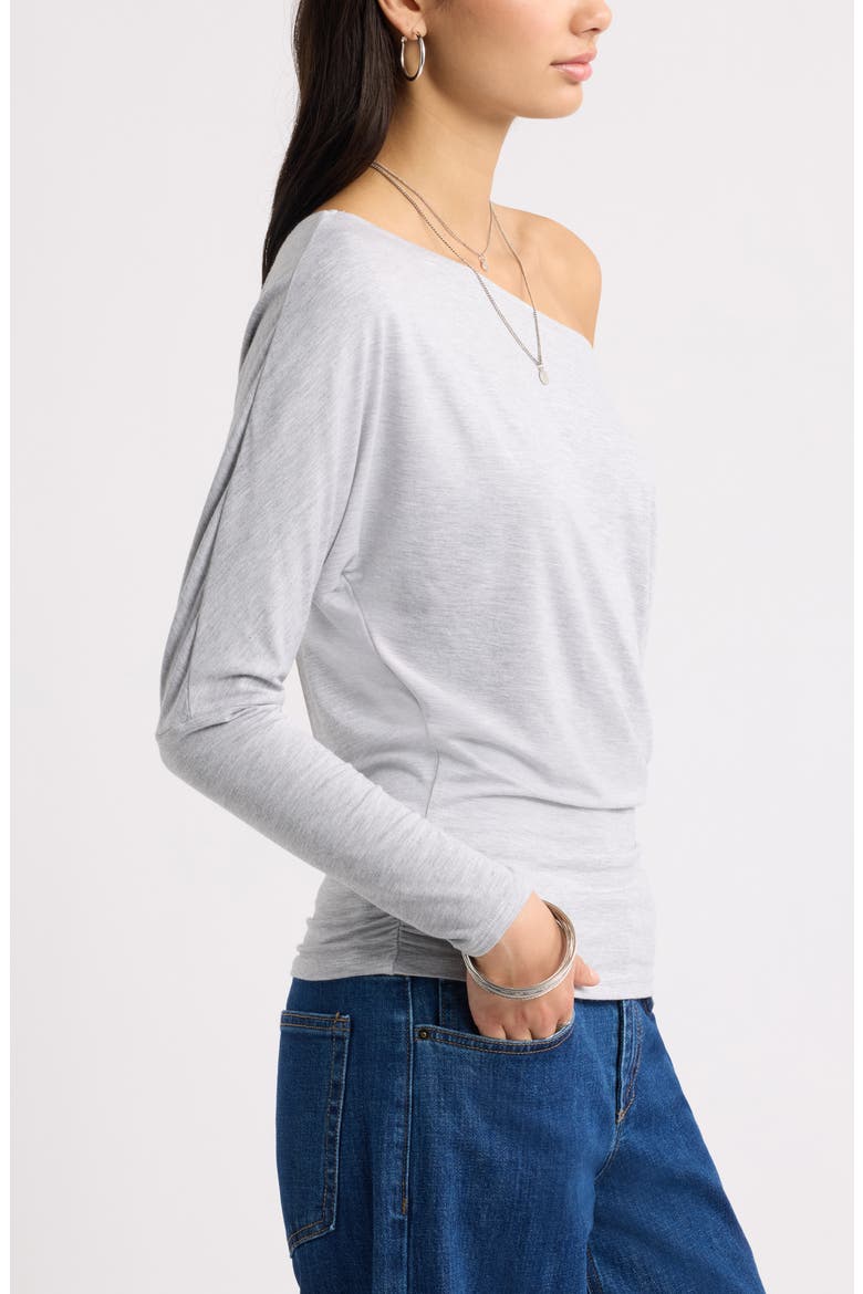 Long Sleeve Cinch Waist Top, Alternate, color, GREY SOFT HEATHER