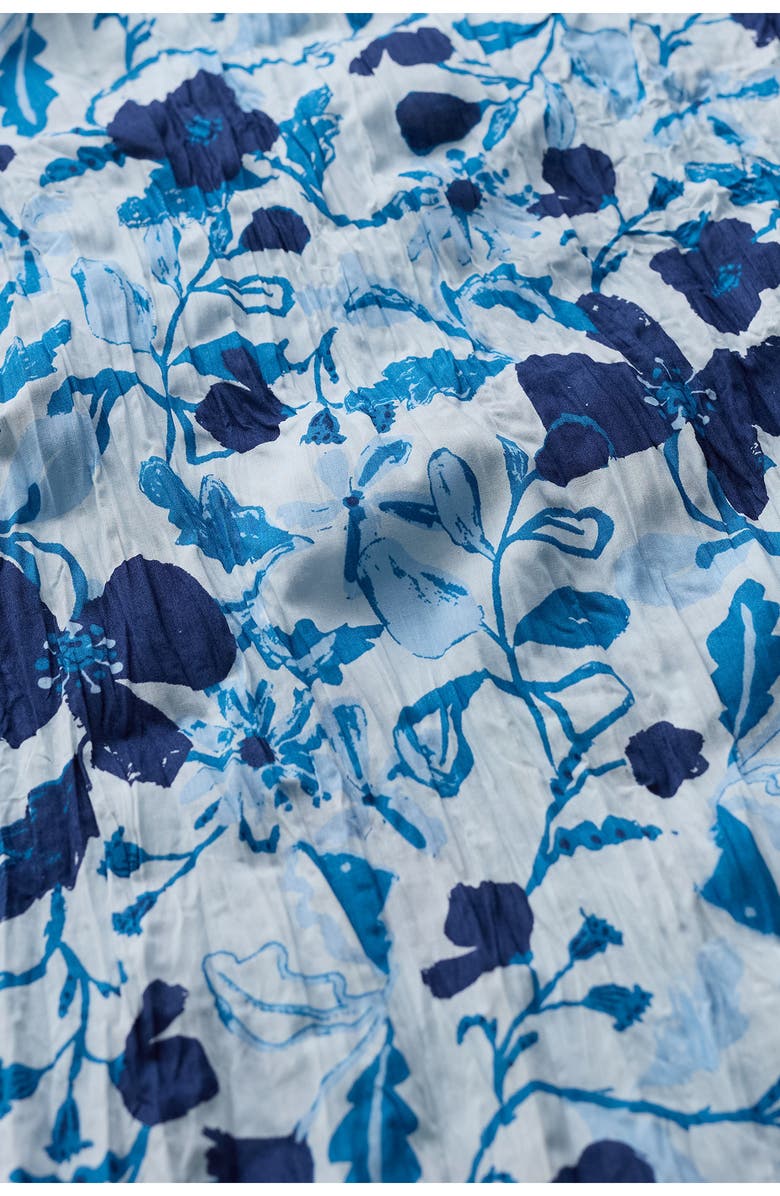 Seasalt Cornwall Larissa Floral Crinkled Organic Cotton Button-Up Shirt, Alternate, color, Winding Meadow Blue Fog