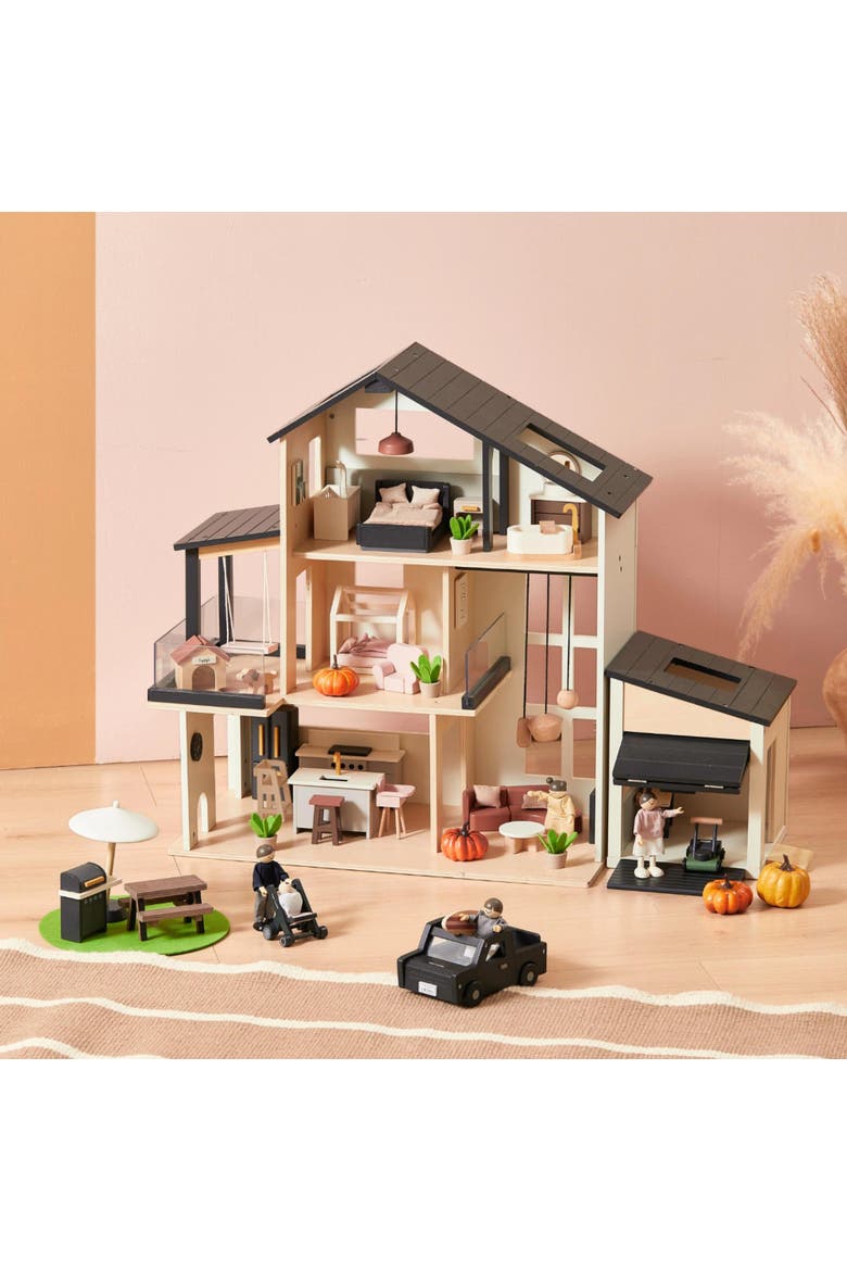 Sweet Family Wooden Dollhouse Set with Garage and Family Dolls for Kids, Main, color, Multicolor