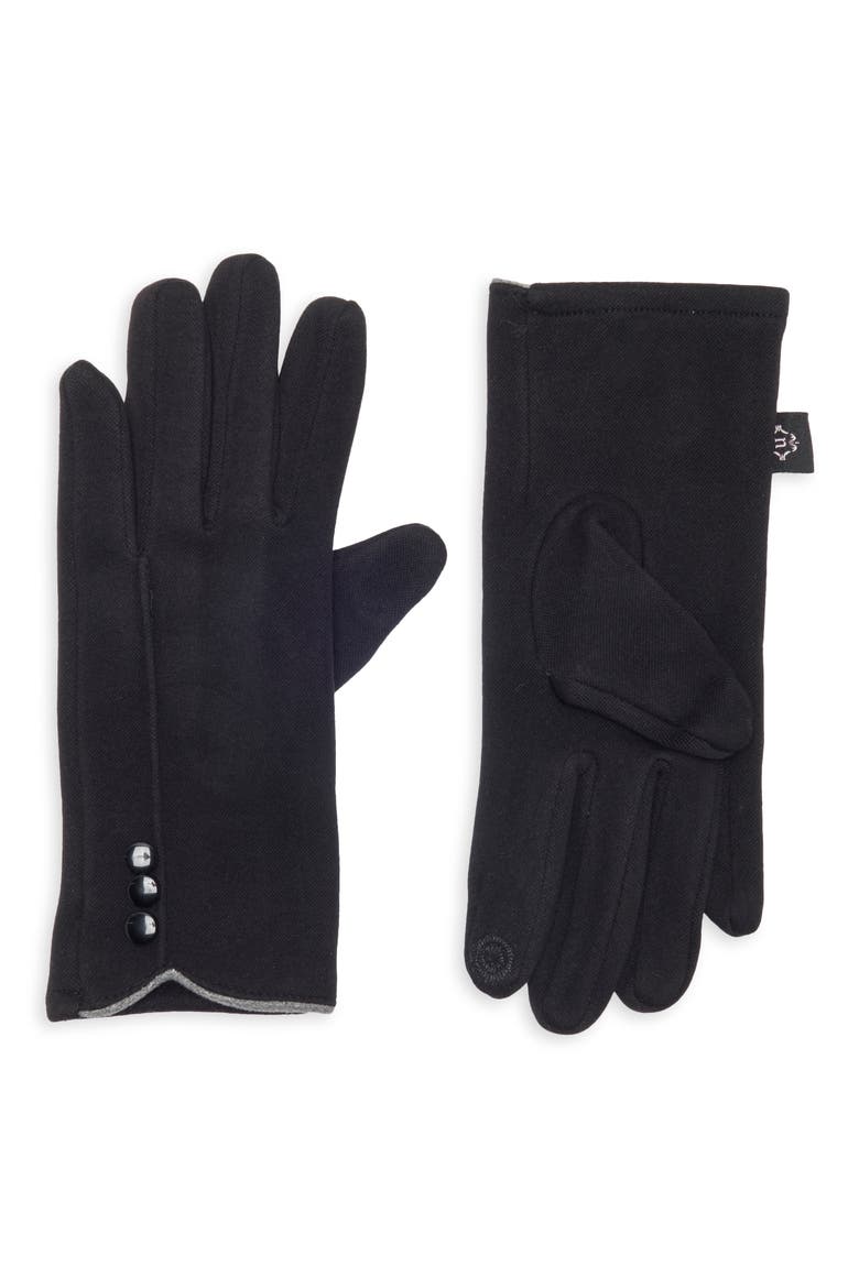 Tech Button Detail Gloves, Main, color, BLACK