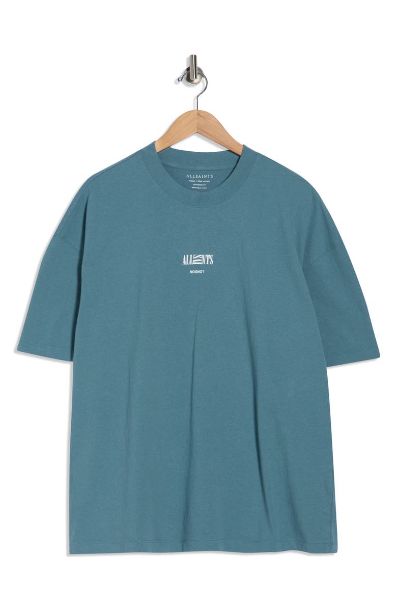 AllSaints Burman Logo Cotton T-Shirt, Alternate, color, Eris Blue