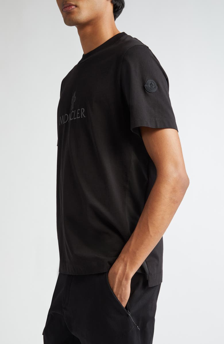 Moncler Logo Embellished T-Shirt, Alternate, color, Black