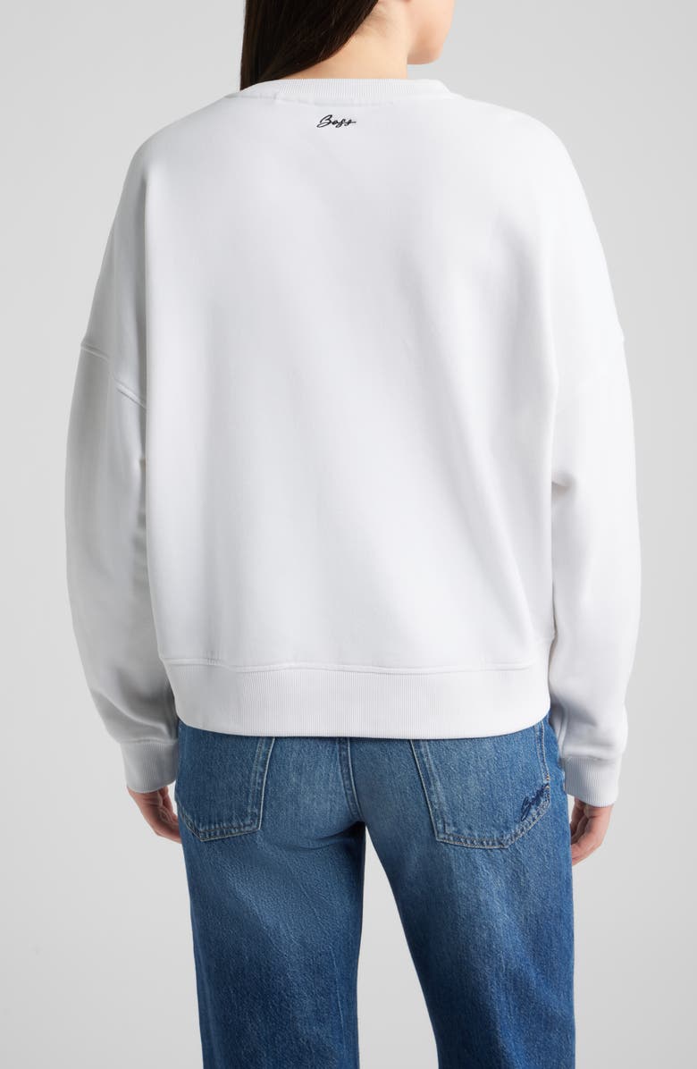 BOSS Orange Be A Lover Stretch Cotton Graphic Sweatshirt, Alternate, color, White
