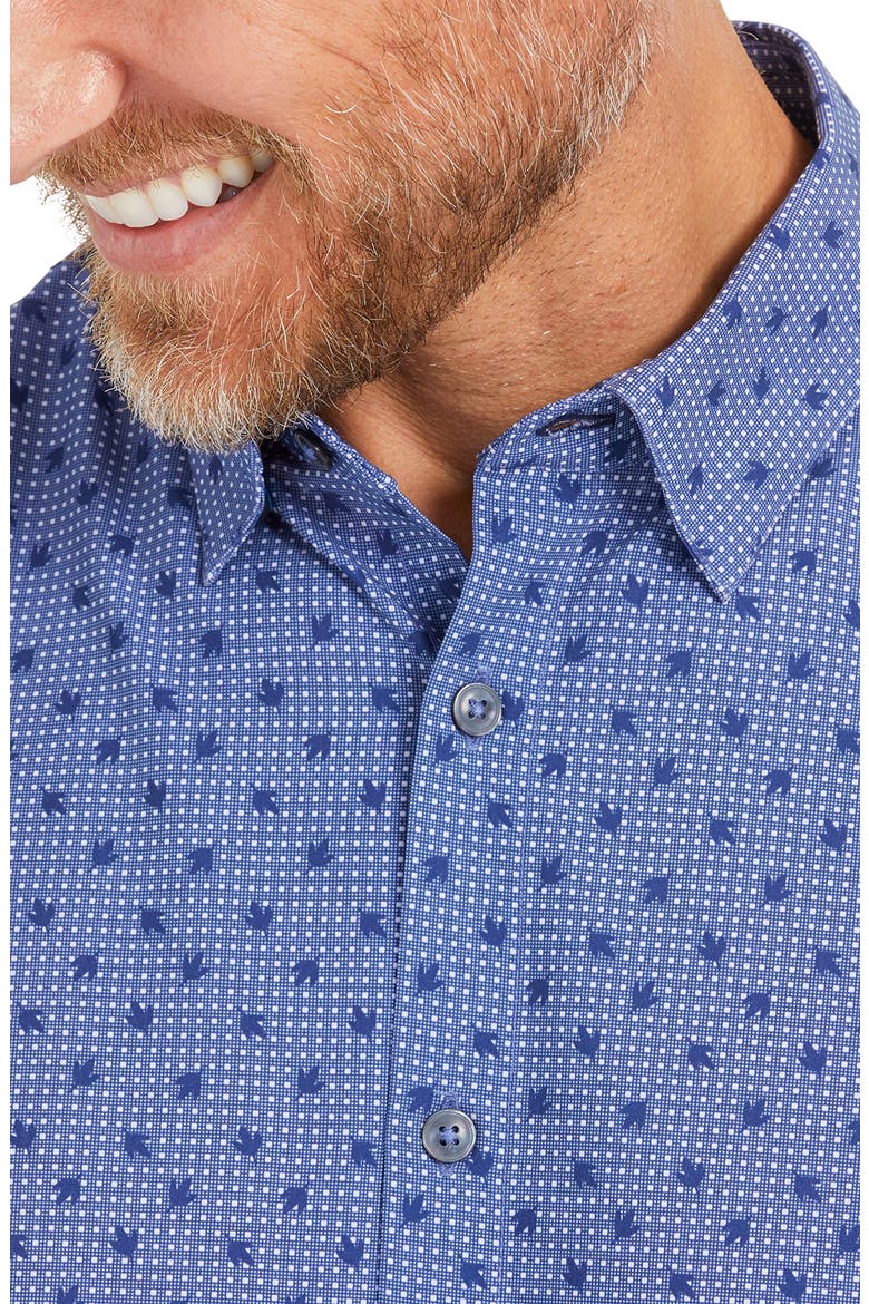 Leeward Floral Performance Button-Up Shirt, Alternate, color, NAVY LEAF DOT PRINT