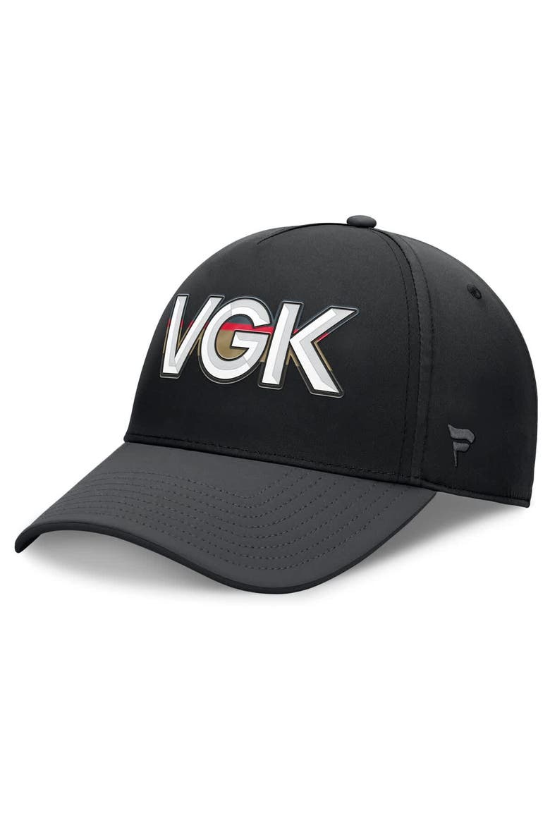 Men's Fanatics Black/Charcoal Vegas Golden Knights Authentic Pro Rink Team Code Flex Hat, Main, color, Black