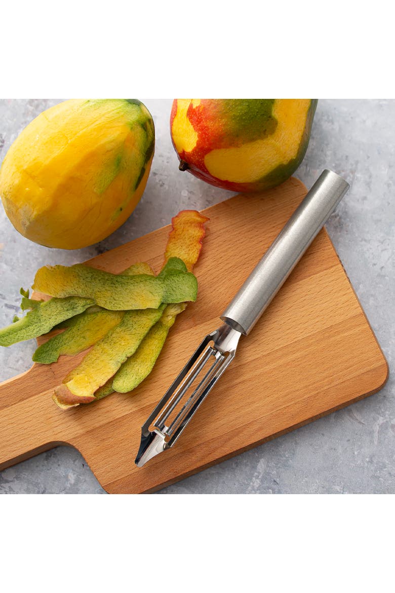 Cutlery 2-Inch Deluxe Vegetable Peeler & 5-Inch Tomato Slicer Stainless Steel Serrated Blade, Alternate, color, Silver
