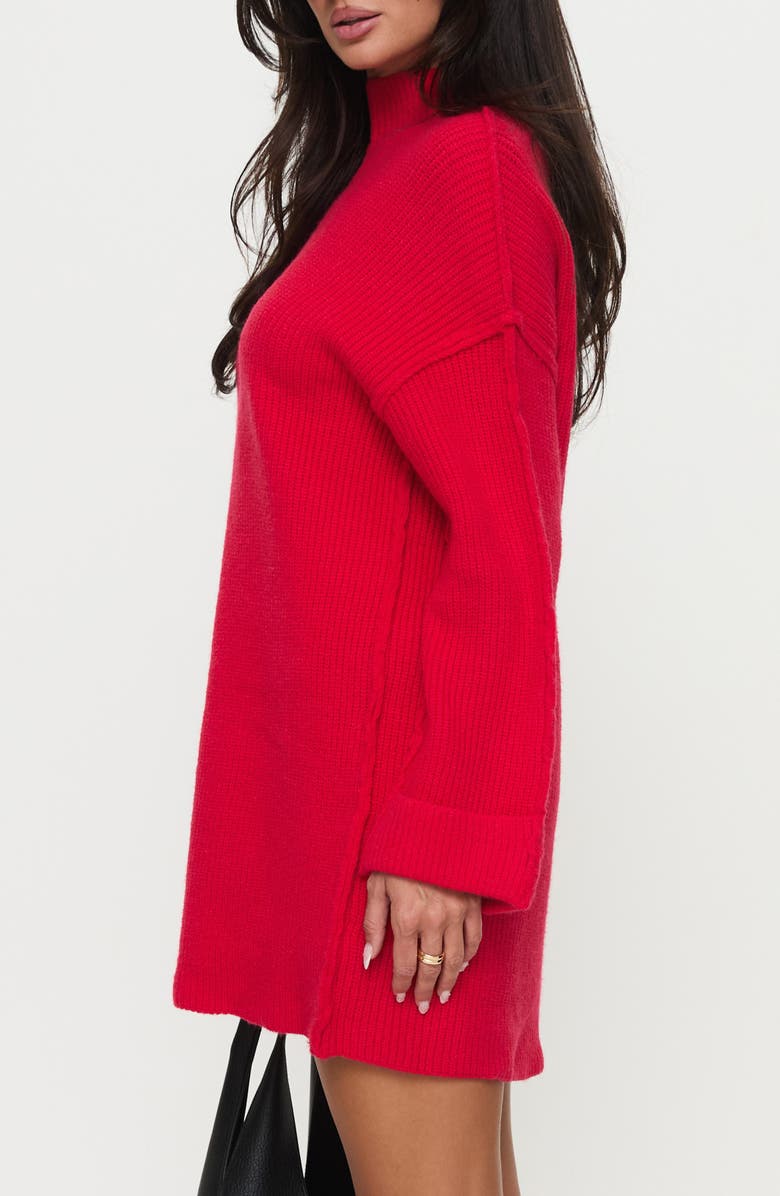 Princess Polly Weslie Long Sleeve Shift Sweater Dress, Alternate, color, Red