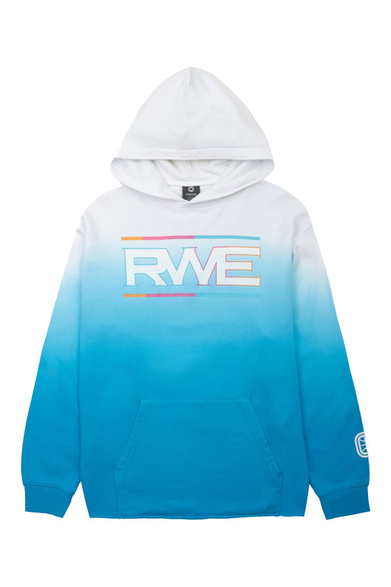 Raw Edge Graphic Dip Dye Hoodie, Alternate, color, BLUE