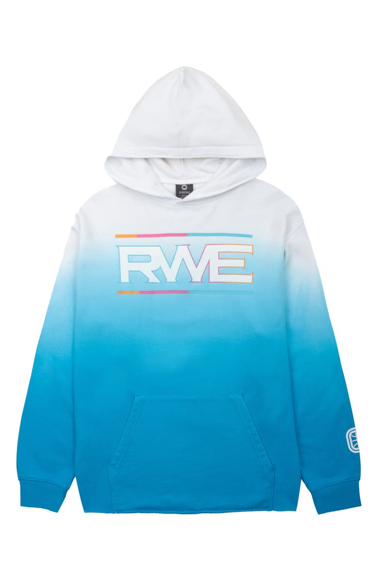 OVERTIME Raw Edge Graphic Dip Dye Hoodie, Alternate, color, Blue