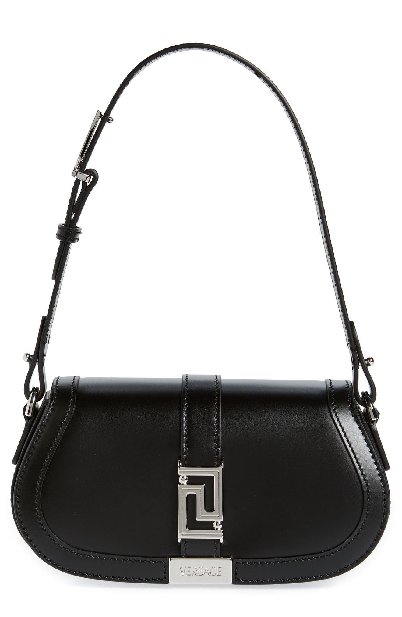 Versace Mini Greca Goddess Leather Shoulder Bag, Main, color, 