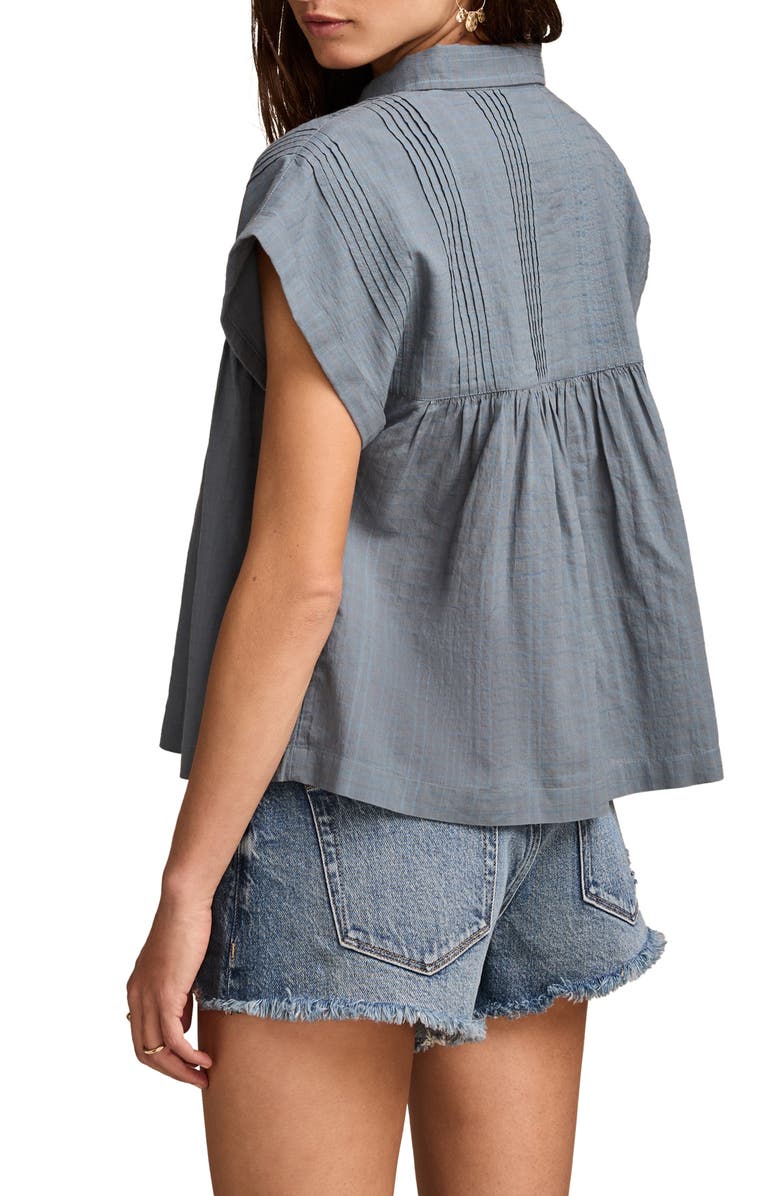 Lucky Brand Lace Inset Pintuck Tunic Shirt, Alternate, color, Orion Blue