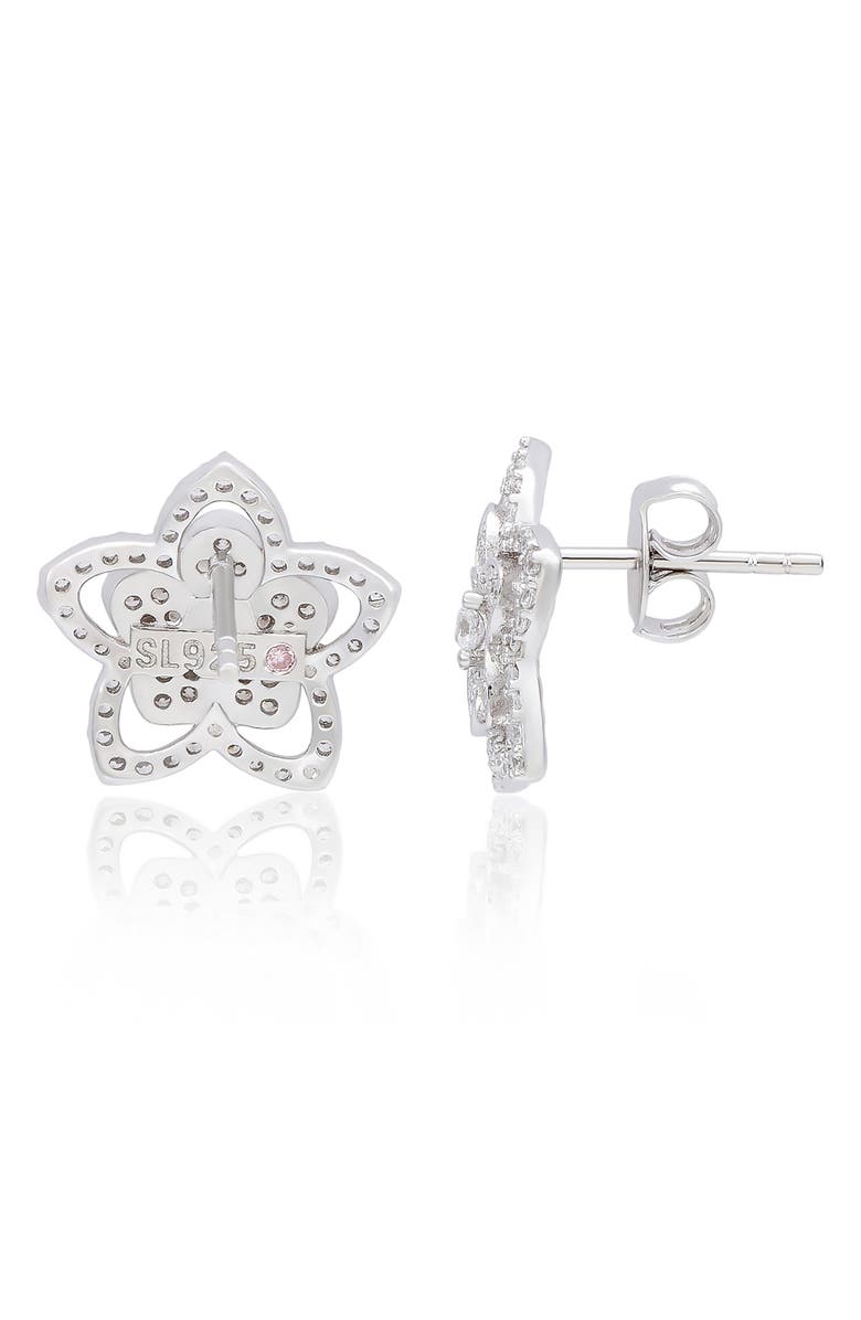 SUZY LEVIAN Pavé Cubic Zirconia Flower Stud Earrings, Alternate, color, White