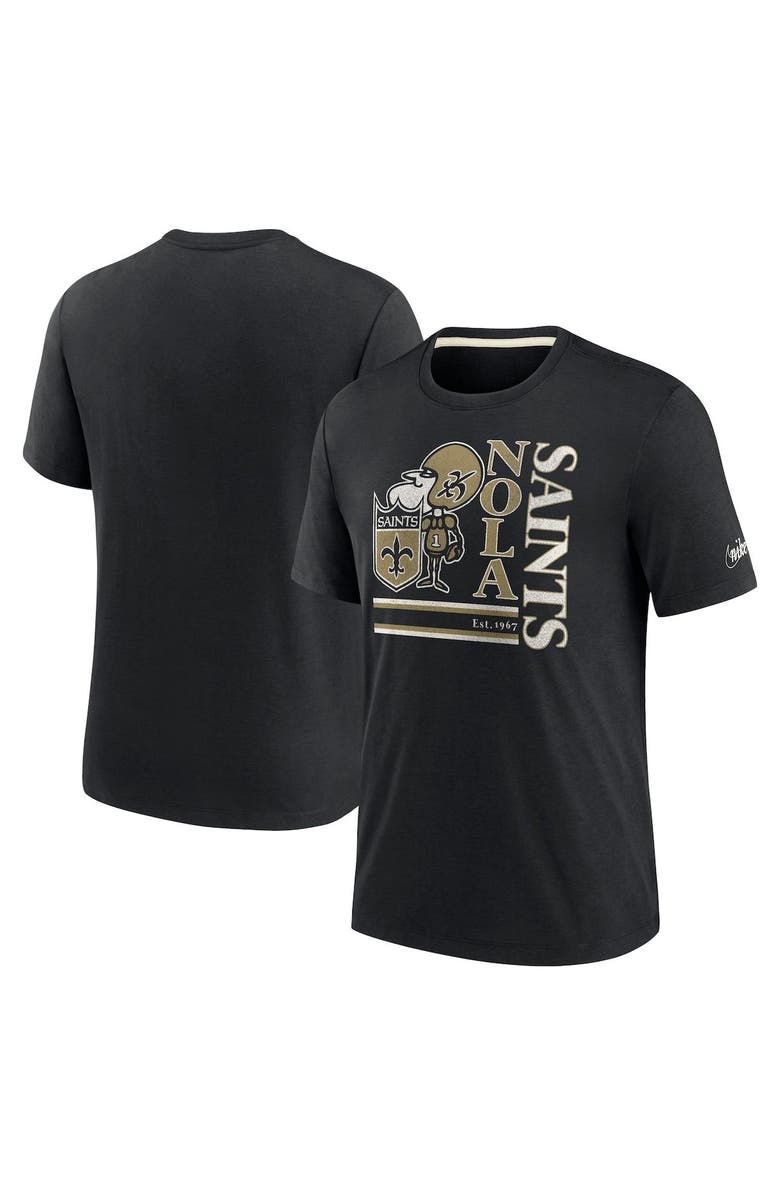 Nike Men's Nike Black New Orleans Saints Wordmark Logo Tri-Blend T-Shirt, Main, color, Black