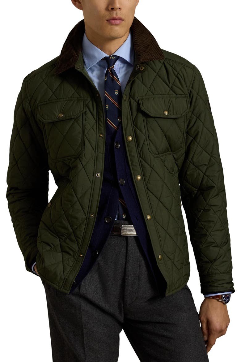Diamond Quilted Shirt Jacket, Main, color, COMPNY OLV