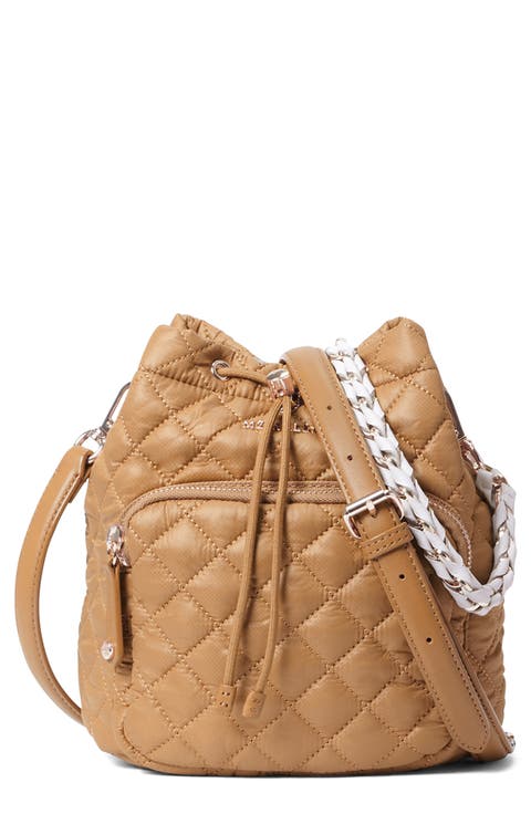 Crosby Drawstring Quilted Nylon Bucket Bag