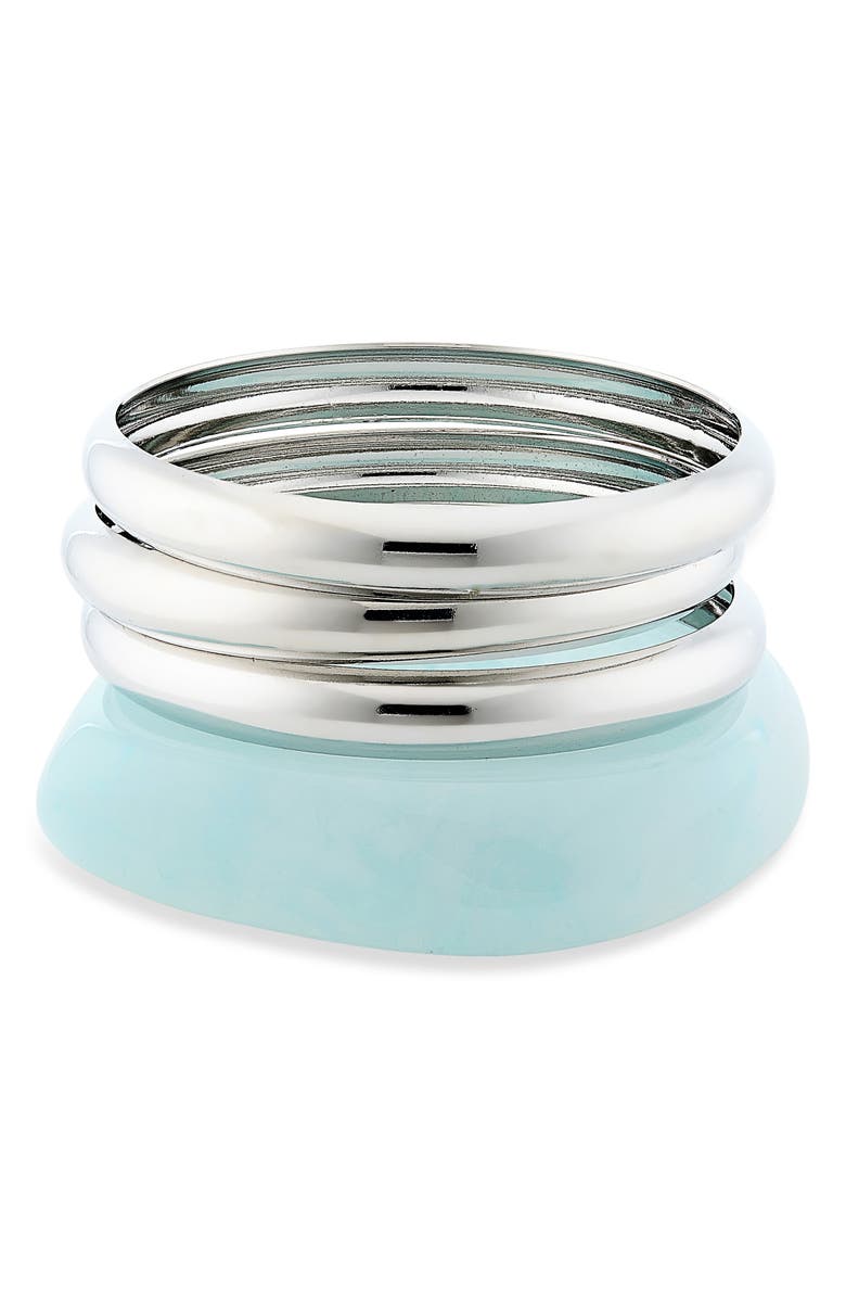 BP. Set of 3 Metal & Resin Bangle Bracelets, Main, color, Blue- Silver