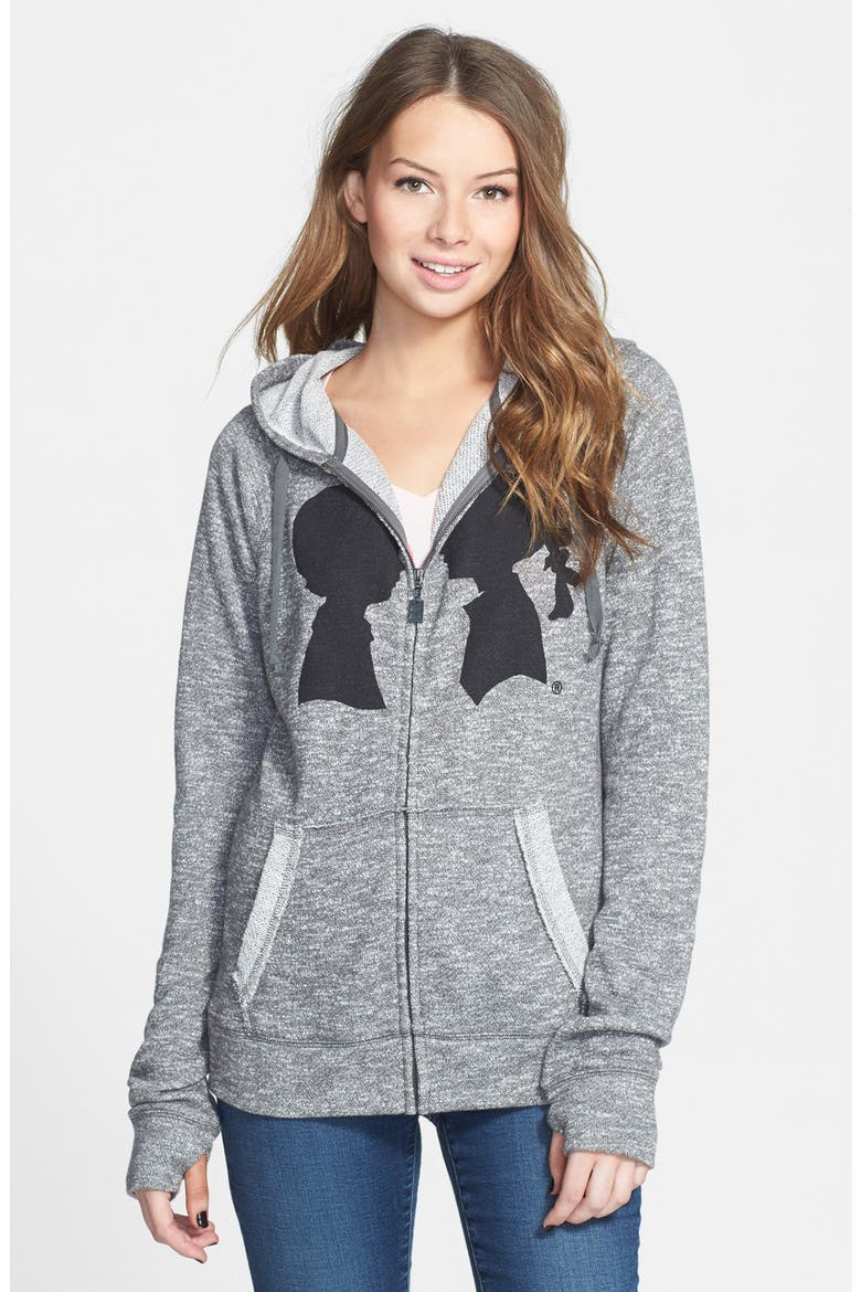 'Coco' Logo French Terry Full Zip Hoodie, Main, color, HEATHER GREY