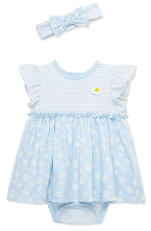 Daisies Skirted Cotton Bodysuit & Headband Set