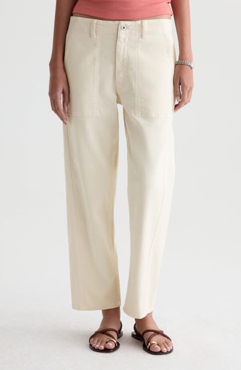 Analeigh High Waist Ankle Straight Leg Twill Pants