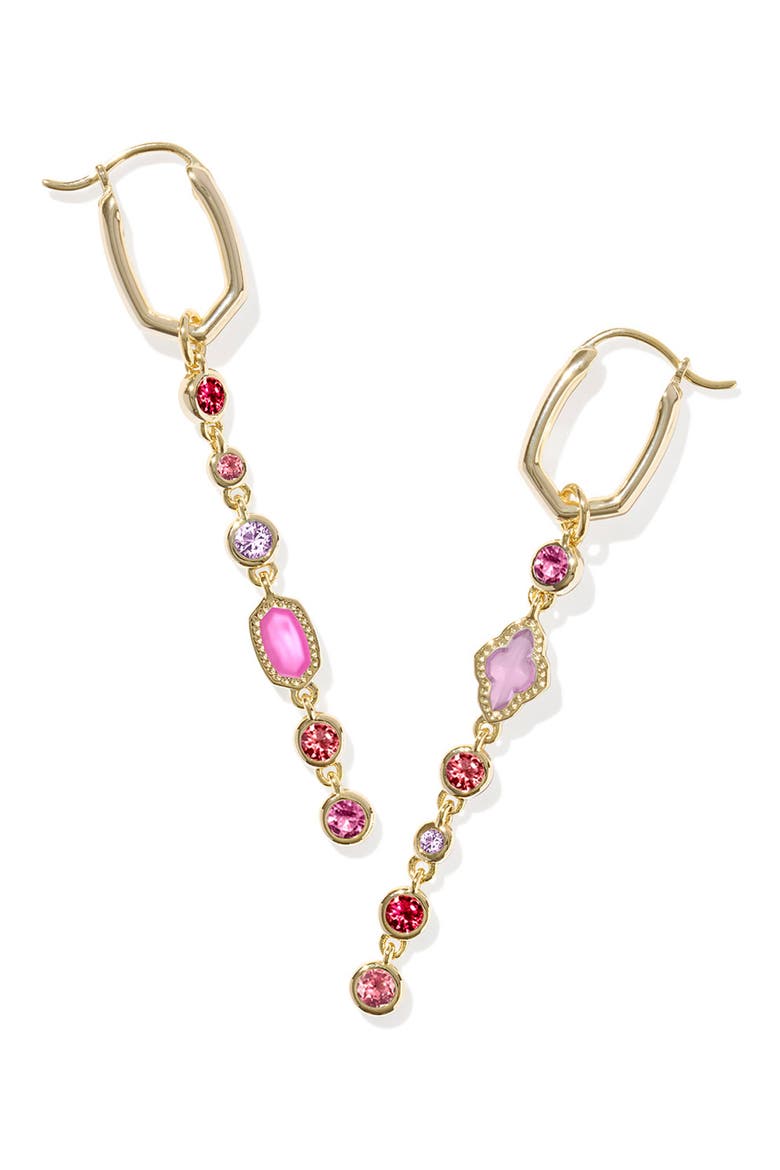 Mini Elisa Abbie Convertible Huggie Hoop Earrings, Main, color, GOLD PINK MIX