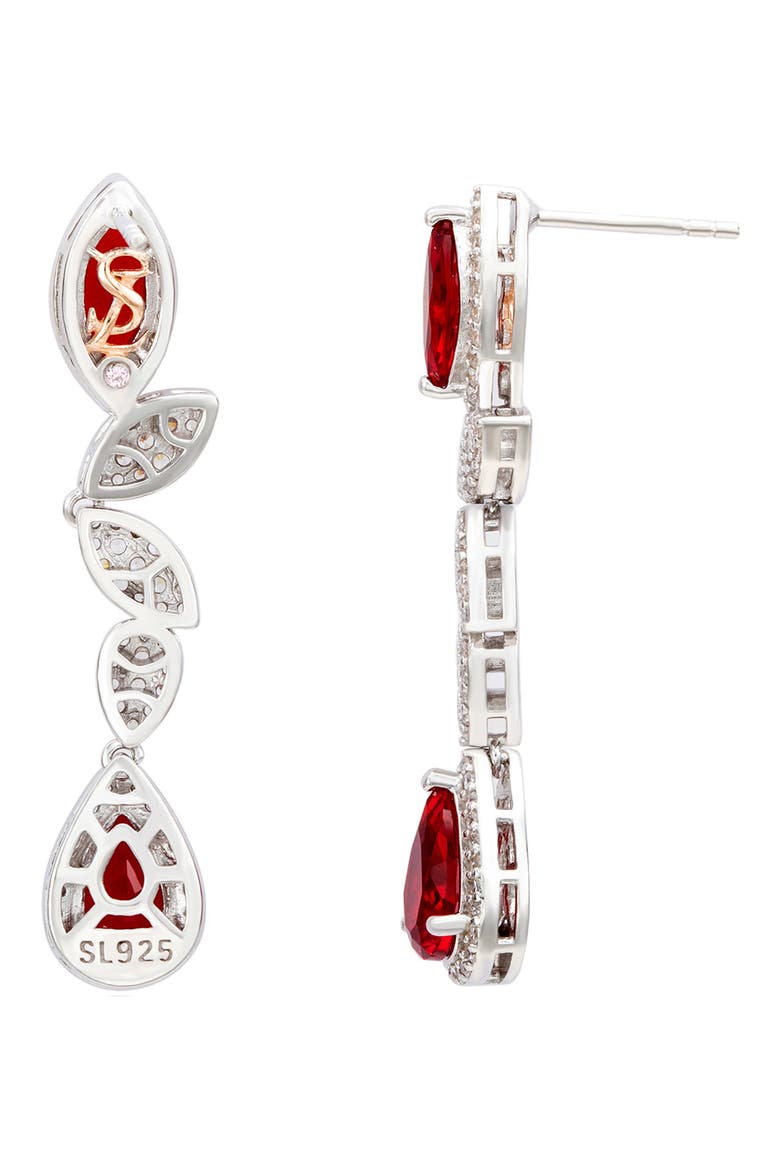 Sterling Silver Sapphire & Lab Grown White Sapphire Drop Dangle Earrings, Alternate, color, RED