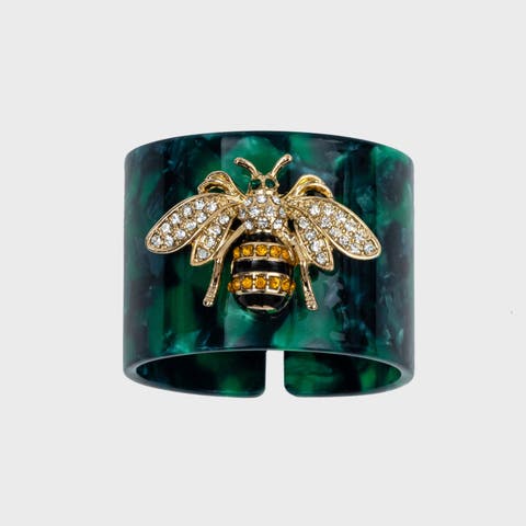 Stripey bee resin napkin rings, set of four