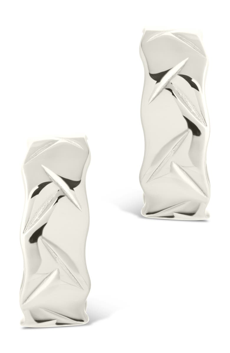 Sterling Forever Ashton Texture Hoop Earrings, Alternate, color, Silver