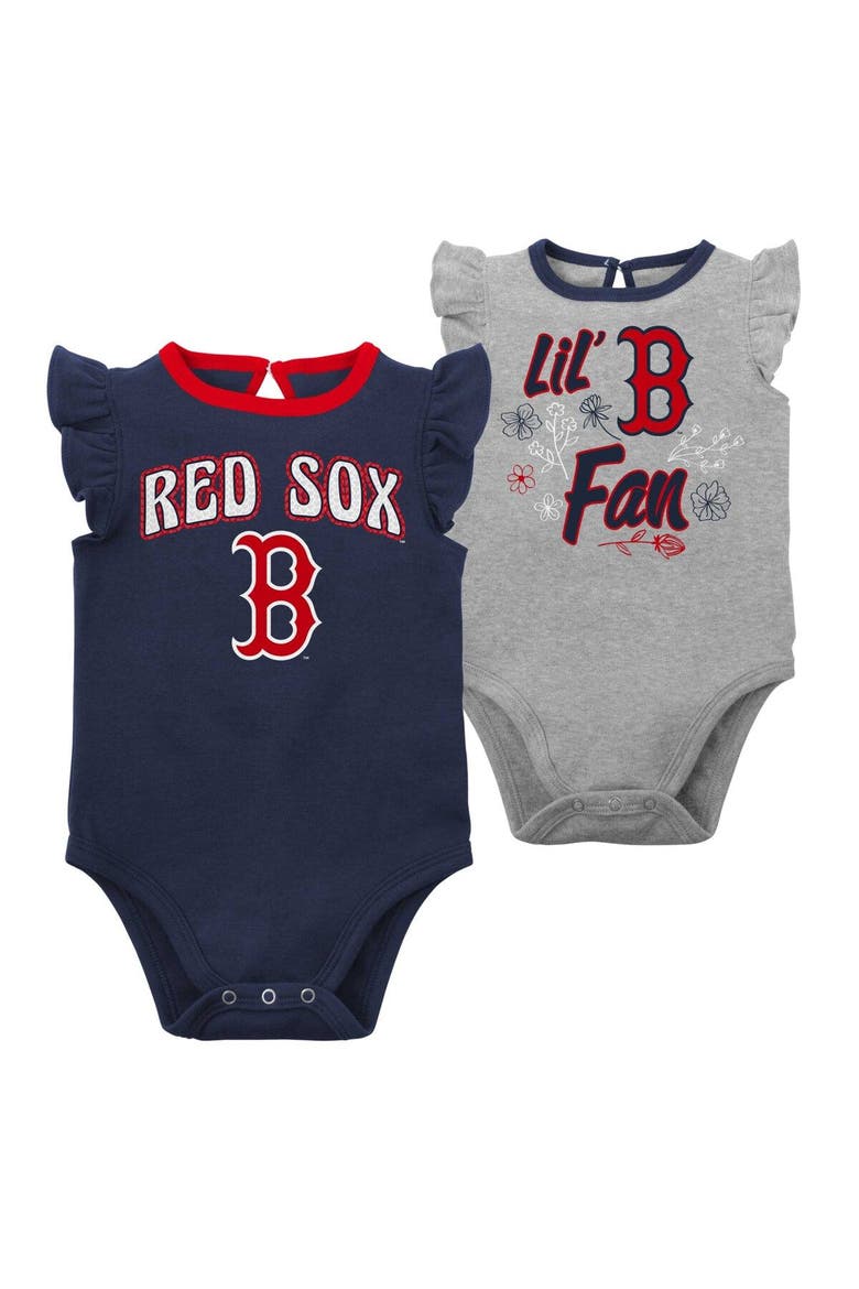 Infant Navy/Heather Gray Boston Red Sox Little Fan Two-Pack Bodysuit Set, Main, color, Navy