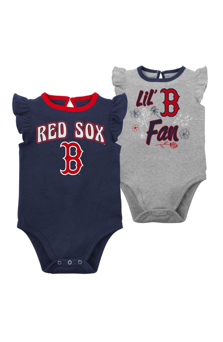 Outerstuff Infant Navy/Heather Gray Boston Red Sox Little Fan Two-Pack Bodysuit Set, Main, color, Navy