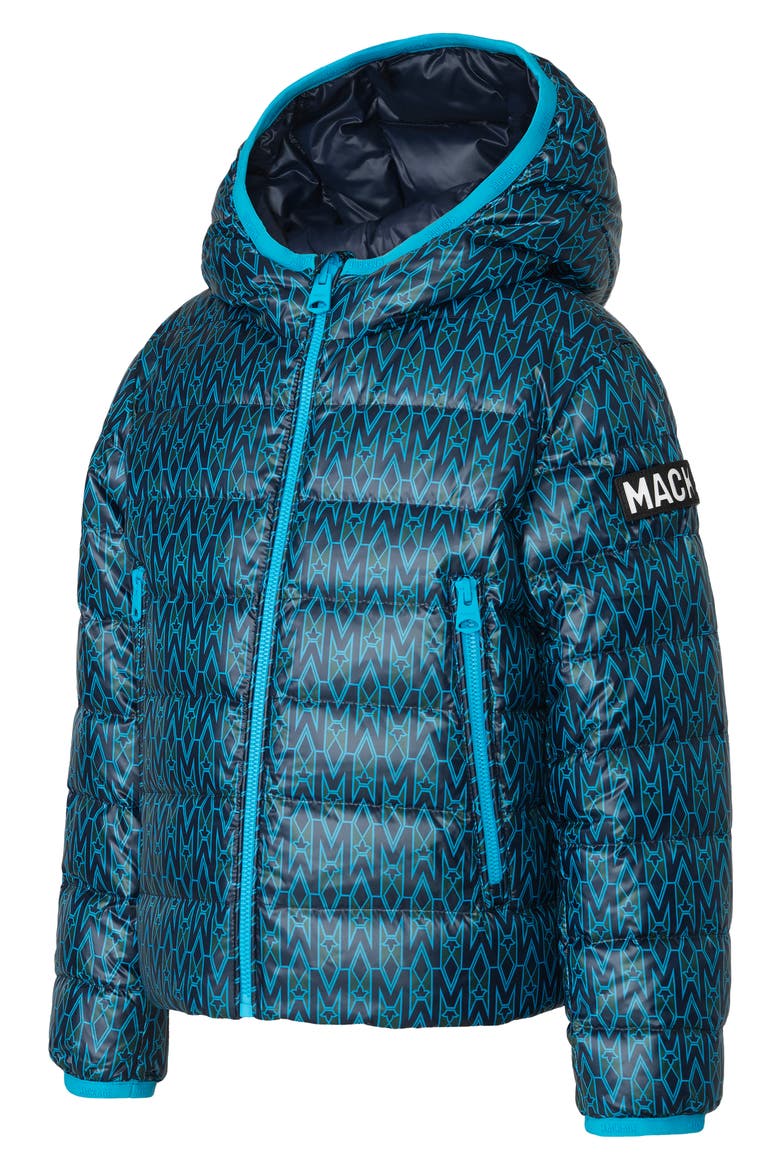 Kids' Amiri Monogram Print Puffer Jacket, Alternate, color, AQUA-MARINE BLUE