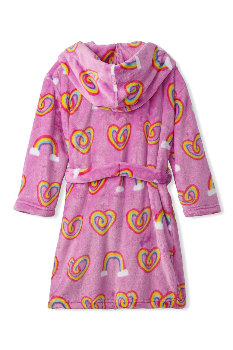 Kids' Rainbow Hearts Hooded Robe, Alternate, color, PINK