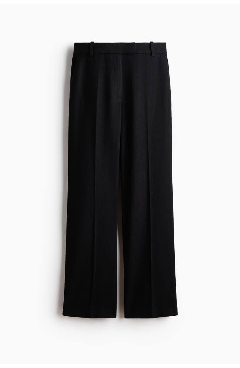 H&M Linen-blend Tailored Trousers, Alternate, color, Black