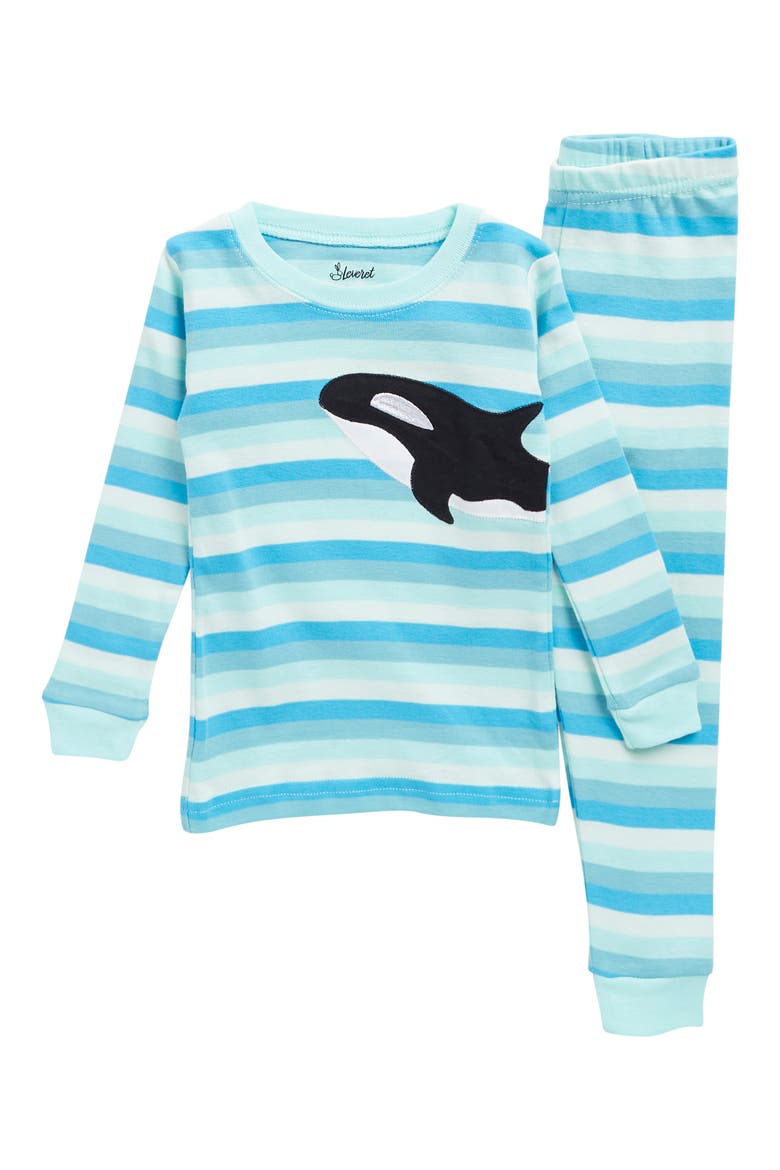 Kids Two-Piece Cotton Printed Matching Family Pajamas, Animal Friends, Main, color, BLUE