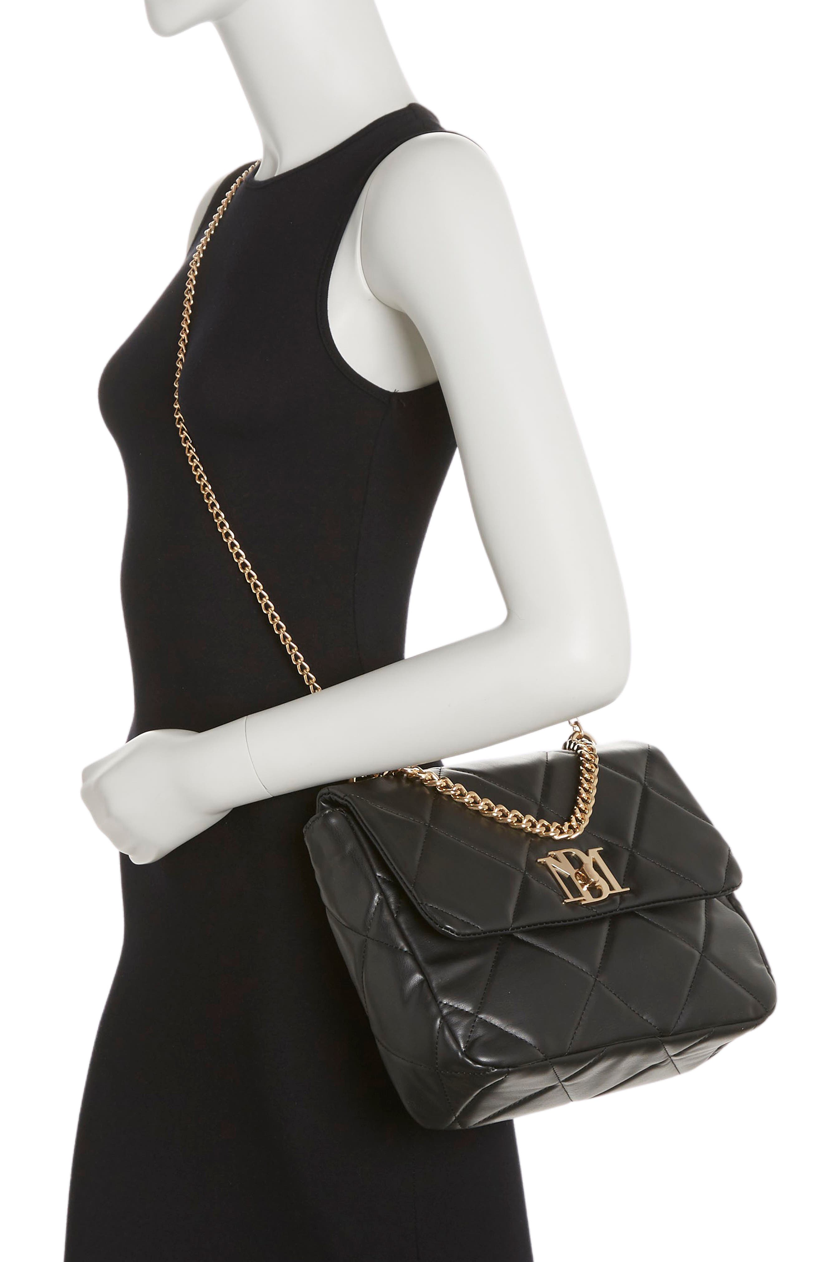 Badgley Mischka Collection Large Quilted Crossbody Bag, Alternate, color, Black