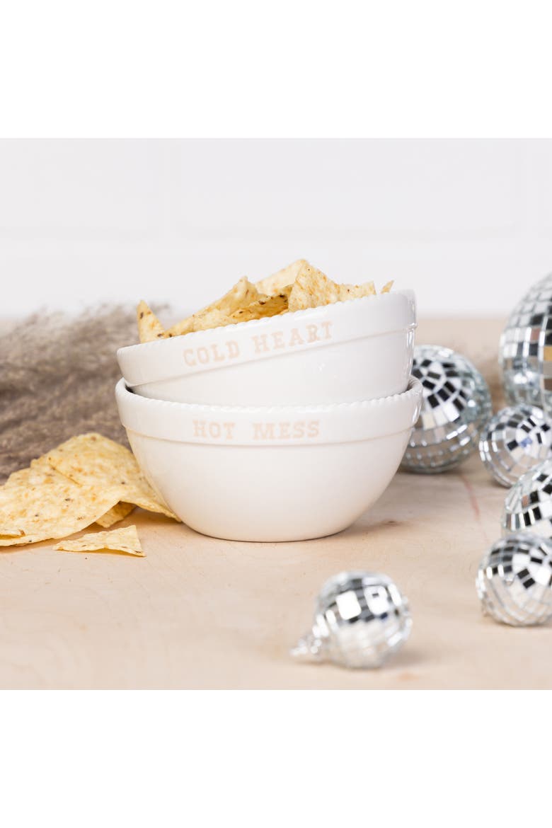 Hot Mess/Cold Heart Bowls Set of 2 Ceramic White 13.5 oz, Alternate, color, White