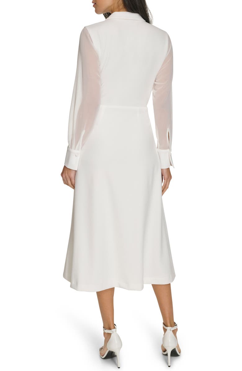 Calvin Klein Long Sleeve Mixed Media A-Line Midi Dress, Alternate, color, 