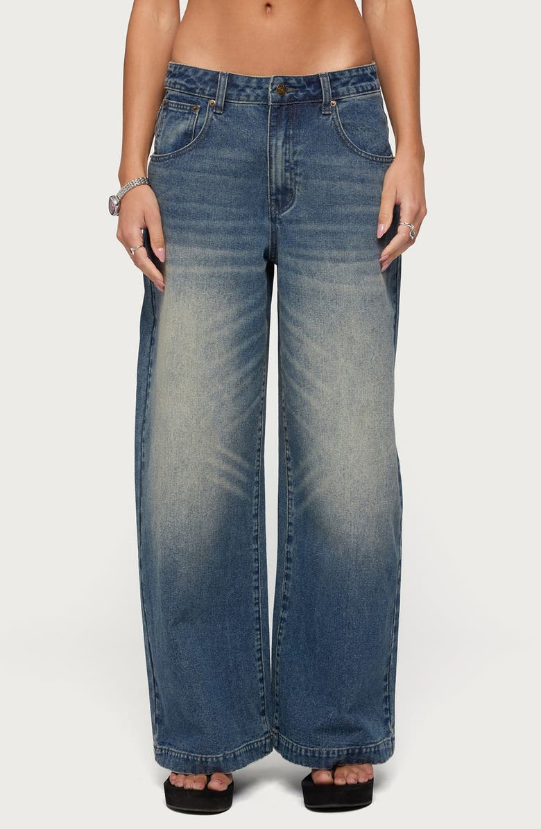 EDIKTED Sabira Low Rise Baggy Jeans, Main, color, Blue-Vintage-Washed