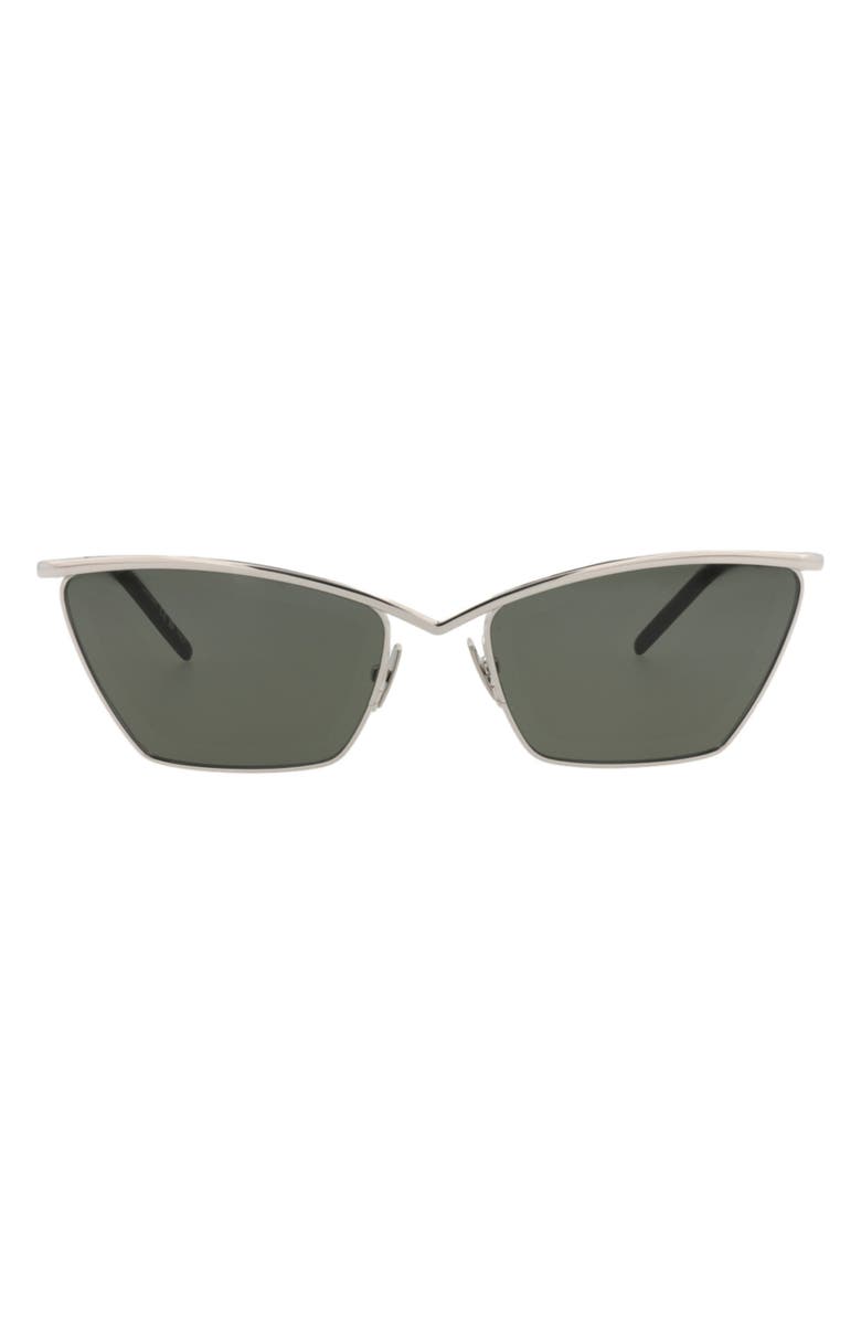 Saint Laurent 57mm Cat Eye Sunglasses, Main, color, Silver Silver Grey