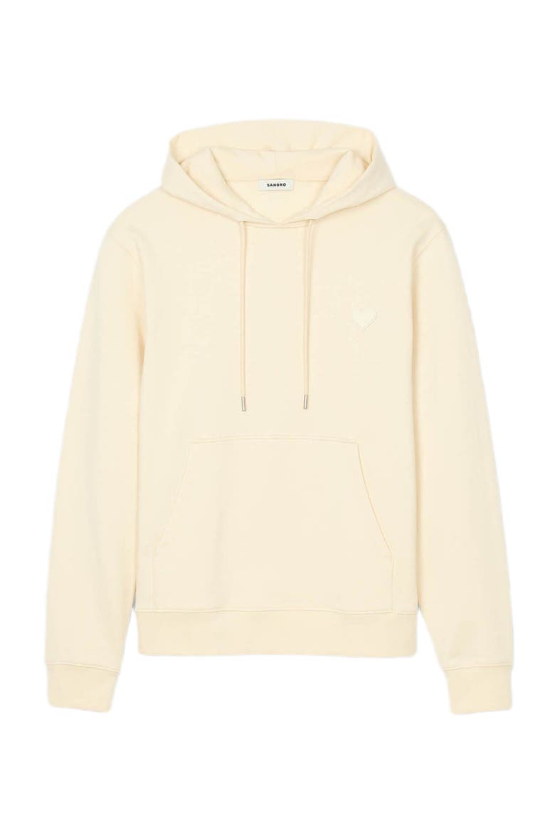 Heart patch hooded sweatshirt, Alternate, color, Butter cream